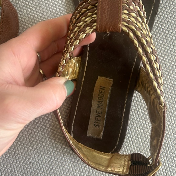 Steve Madden Brown Braided Metallic-Accent Thong Sandals - Picture 5 of 5